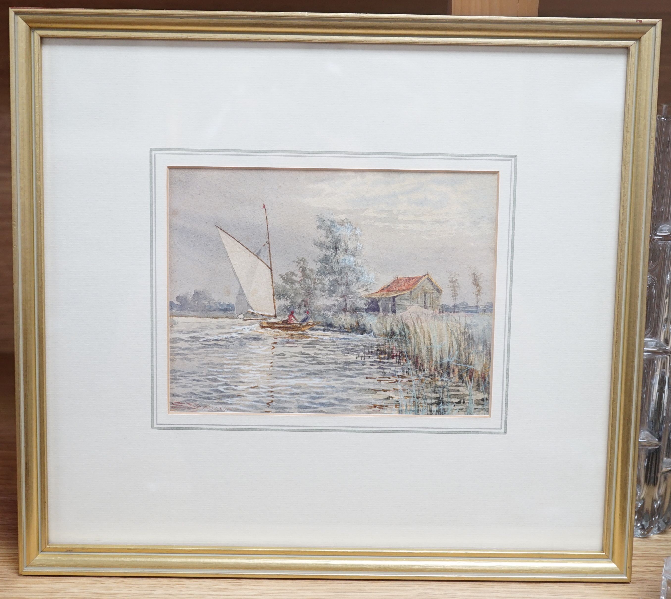 Stephen John Batchelder (1849-1932), Kendal Dyke, River Thurne, watercolour, signed and dated 1908, 13 x 17cm